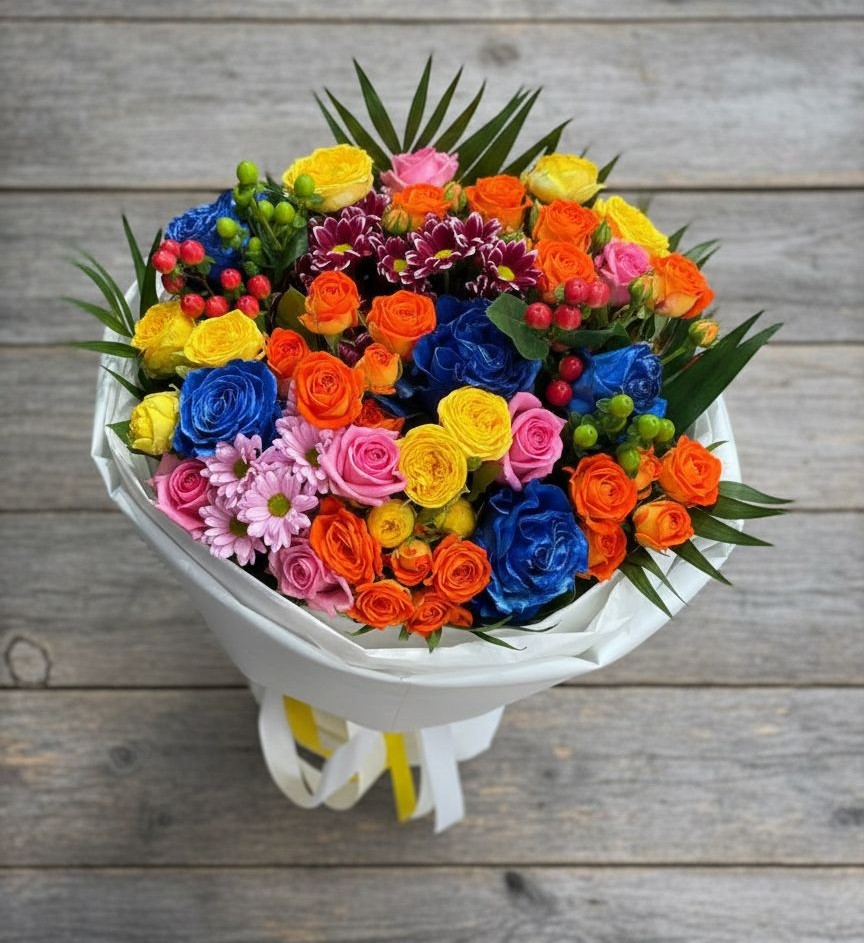 Букет цветов из: Розы и Хризантемы в Новый