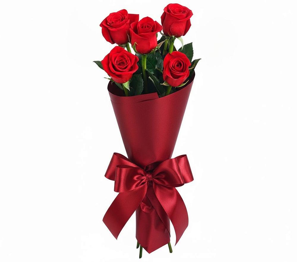 Букет 5 Красных роз Эдлесс Лав в Новый