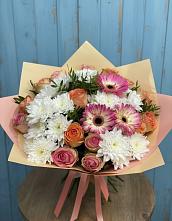 Букет цветов из:  Розы, Герберы и Хризантемы #REPLACE_PRED# Новый