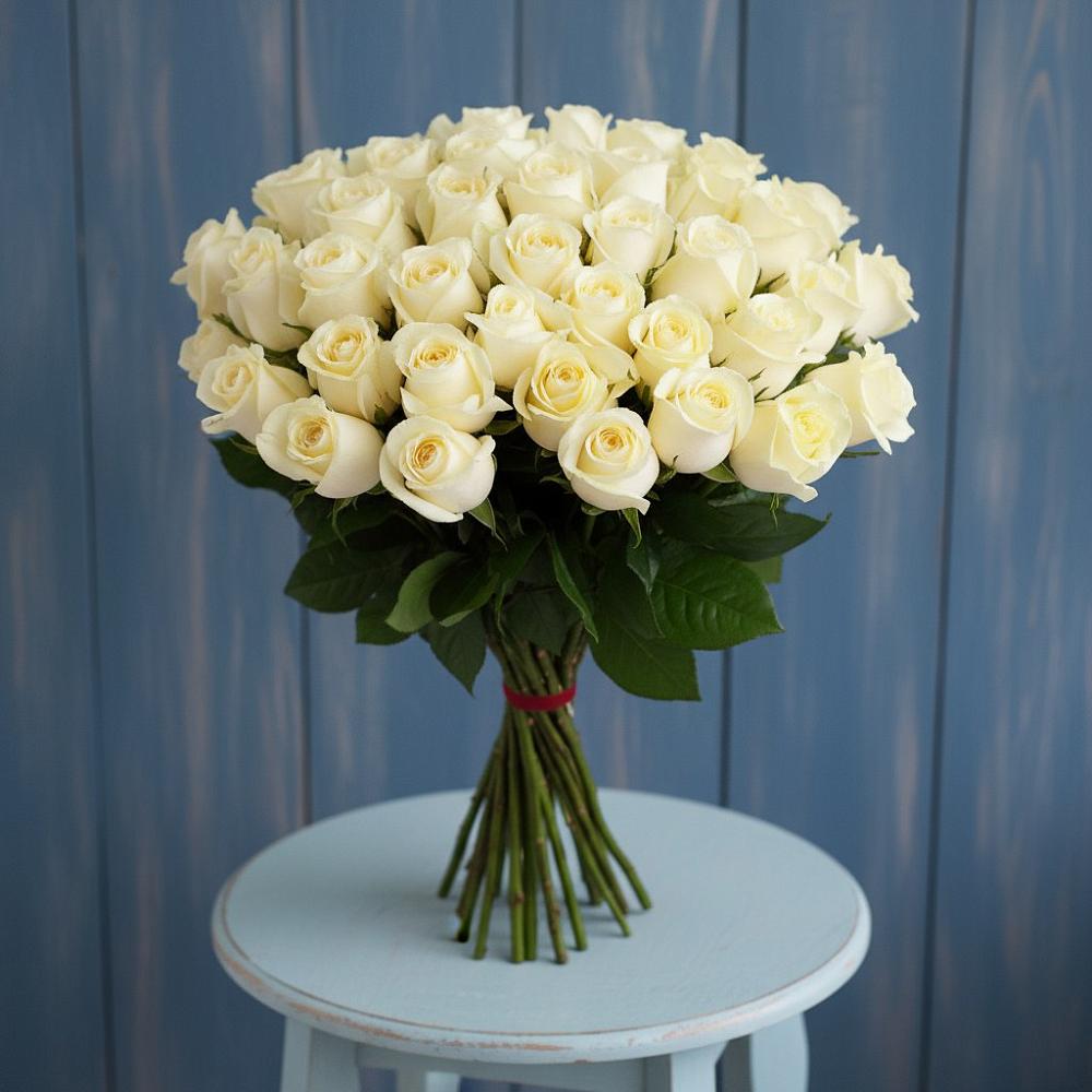 Букет 51 Белая роза Эдлесс Лав в Новый