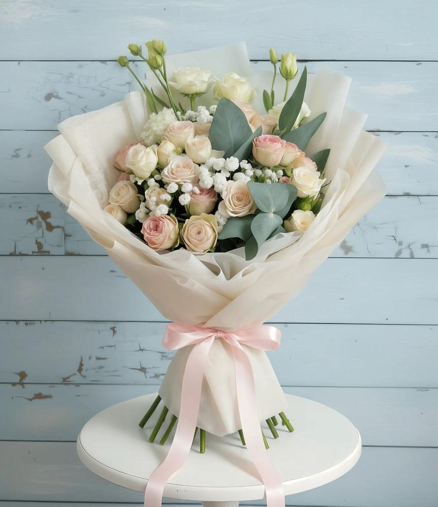 Букет цветов из: Розы и Лизиантусы в Новый