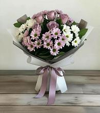 Букет цветов из:  Хризантемы и Розы в Новый