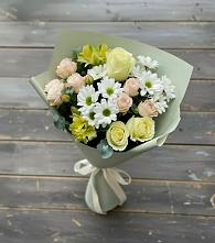 Букет цветов из:  Альстромерии, Розы и Хризантемы в Новый